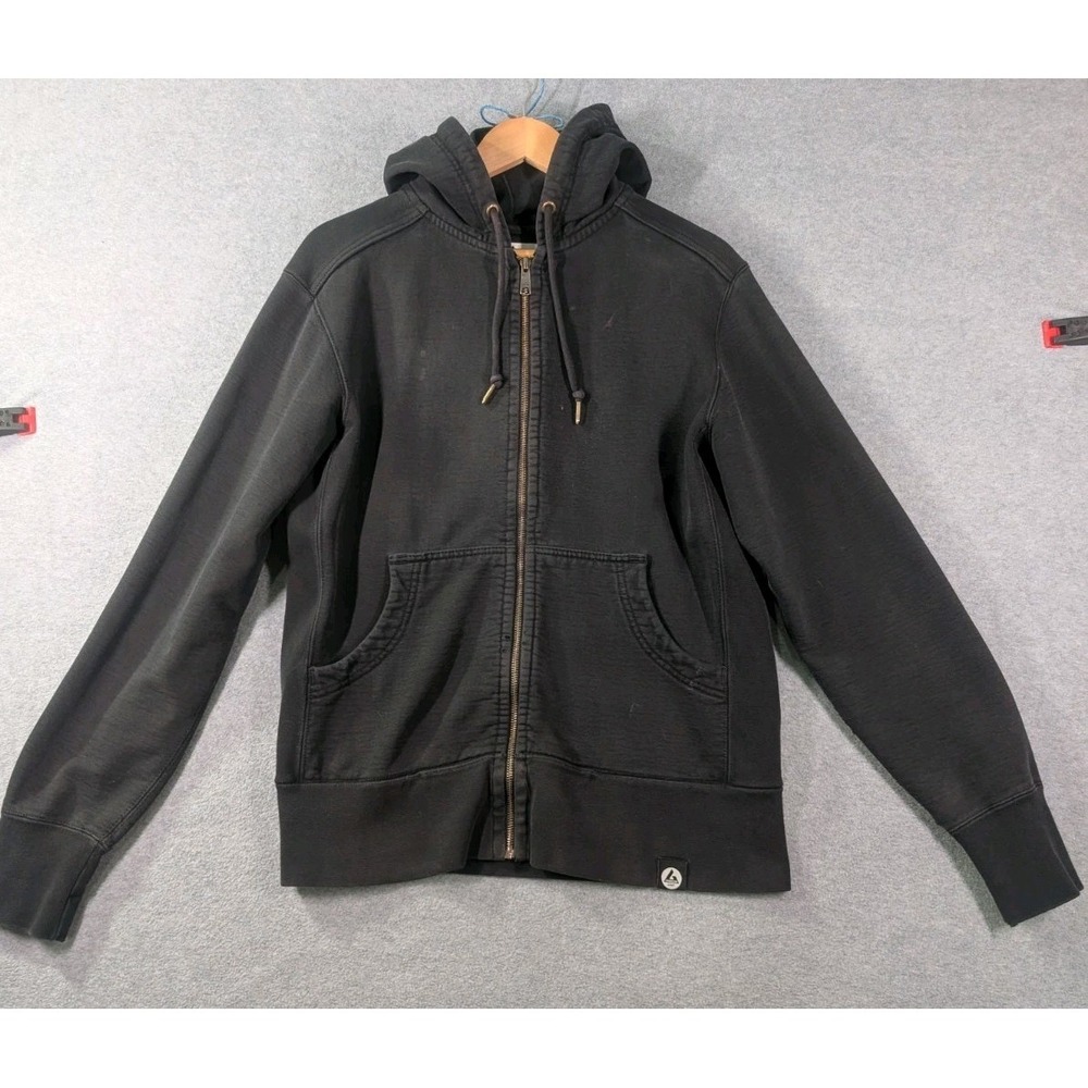 American‎ Giant Zip Hoodie Black Medium Distressed Fade Y2K Made USA Heavy Duty